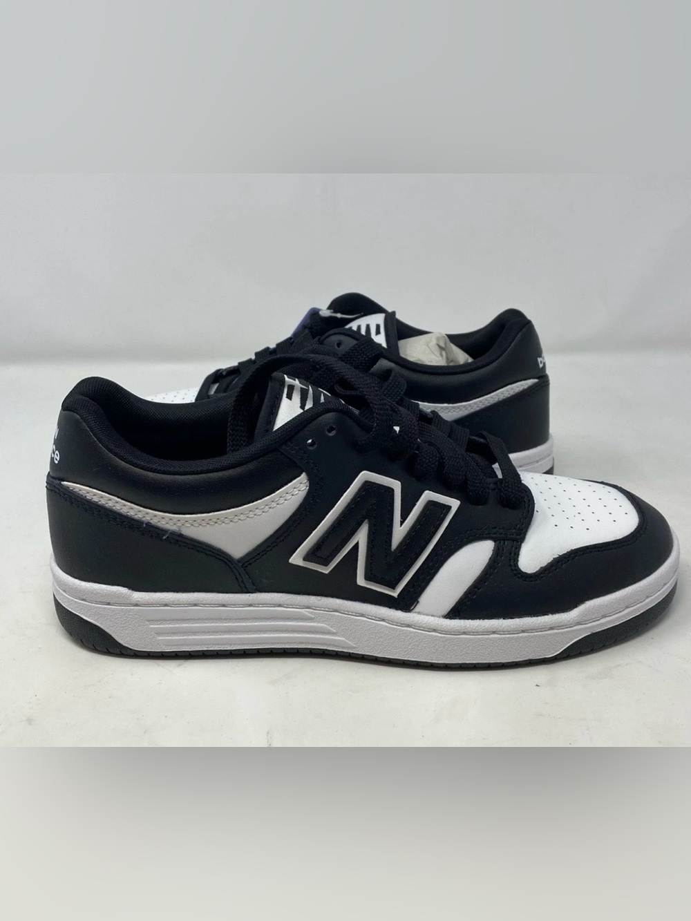 New Balance 480 Black White Leather Panda Sneakers Shoes-Kids Youth 3Y